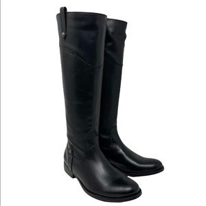 Frye Melissa Tab Tall Black Leather Riding Boots